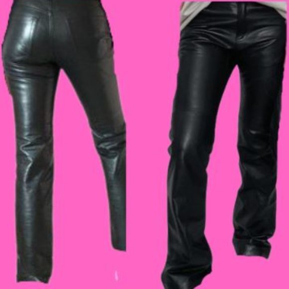 VINT.Bootcut 90's/00's leather pants SZ 2 mid rise - Picture 1 of 4